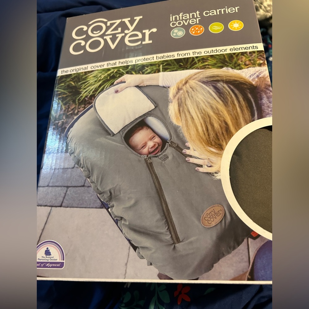 New in box Cozy Cover 2-in-1 Infant Carrier Baby Car Seat Cover, Gray